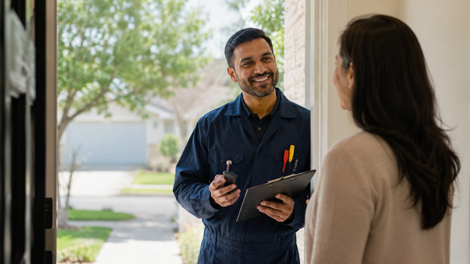 SA Enterprises technician greeting a customer